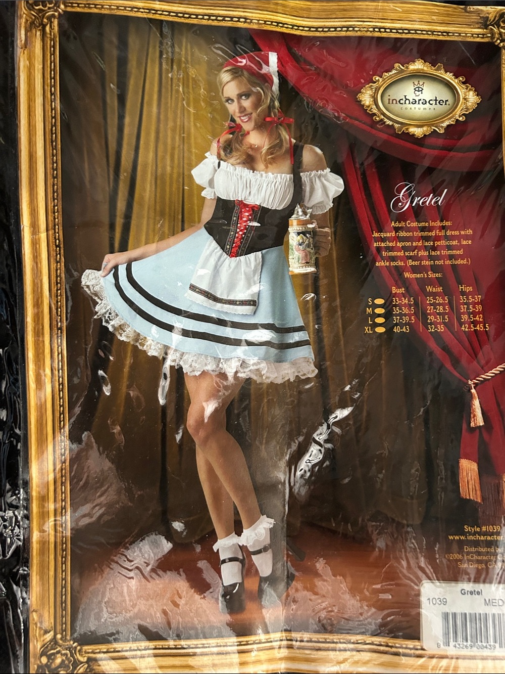 Disney Gretel Women's Light Blue, White and Black Oktoberfest Costume Dress